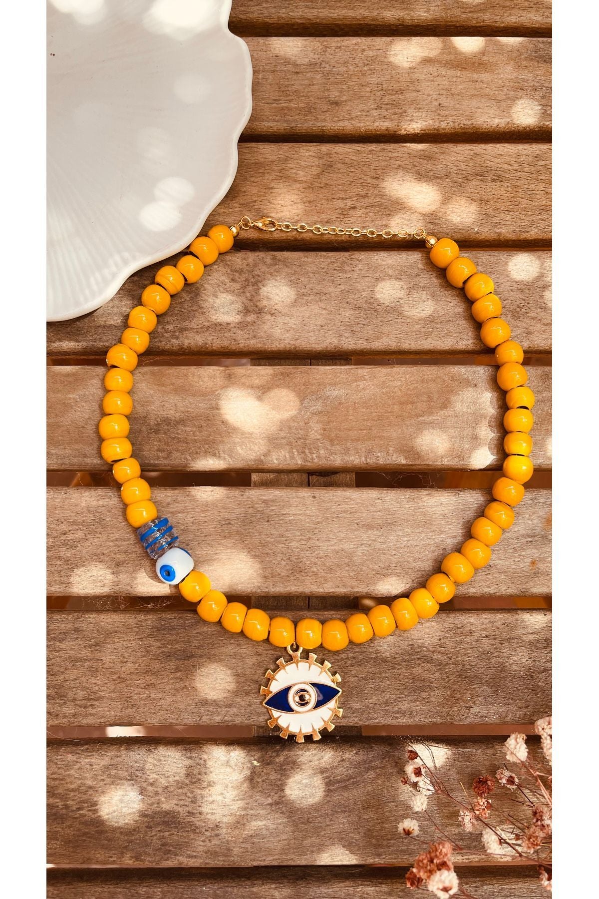 Small round yellow glass pendant