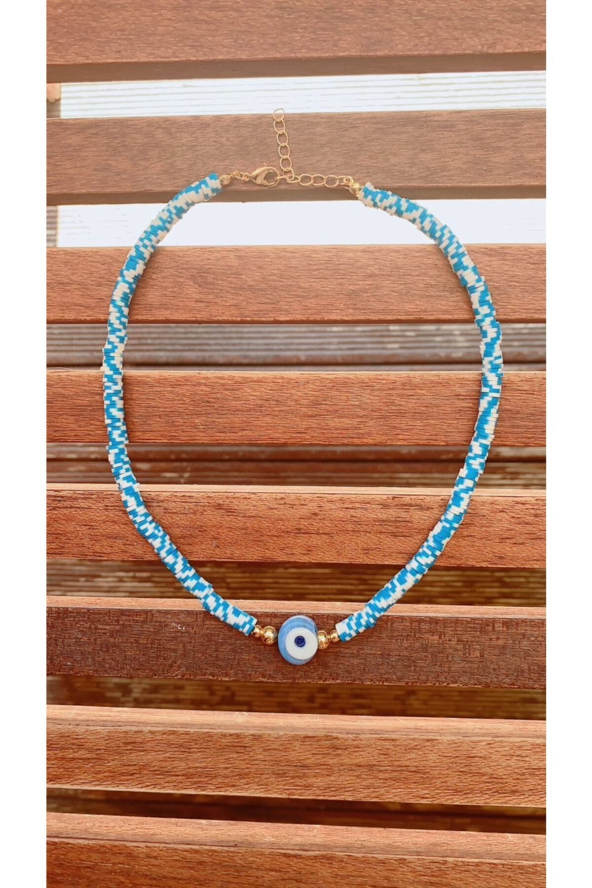 Blue and White Fimo Necklace