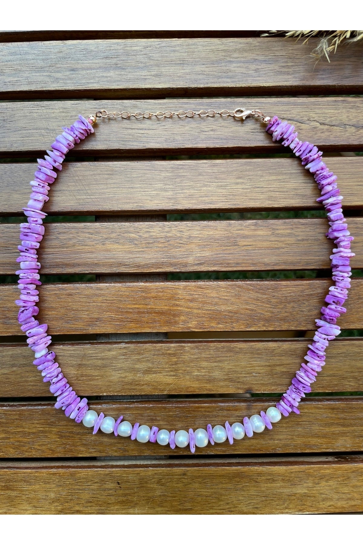Pearl Necklace with Natural Stones