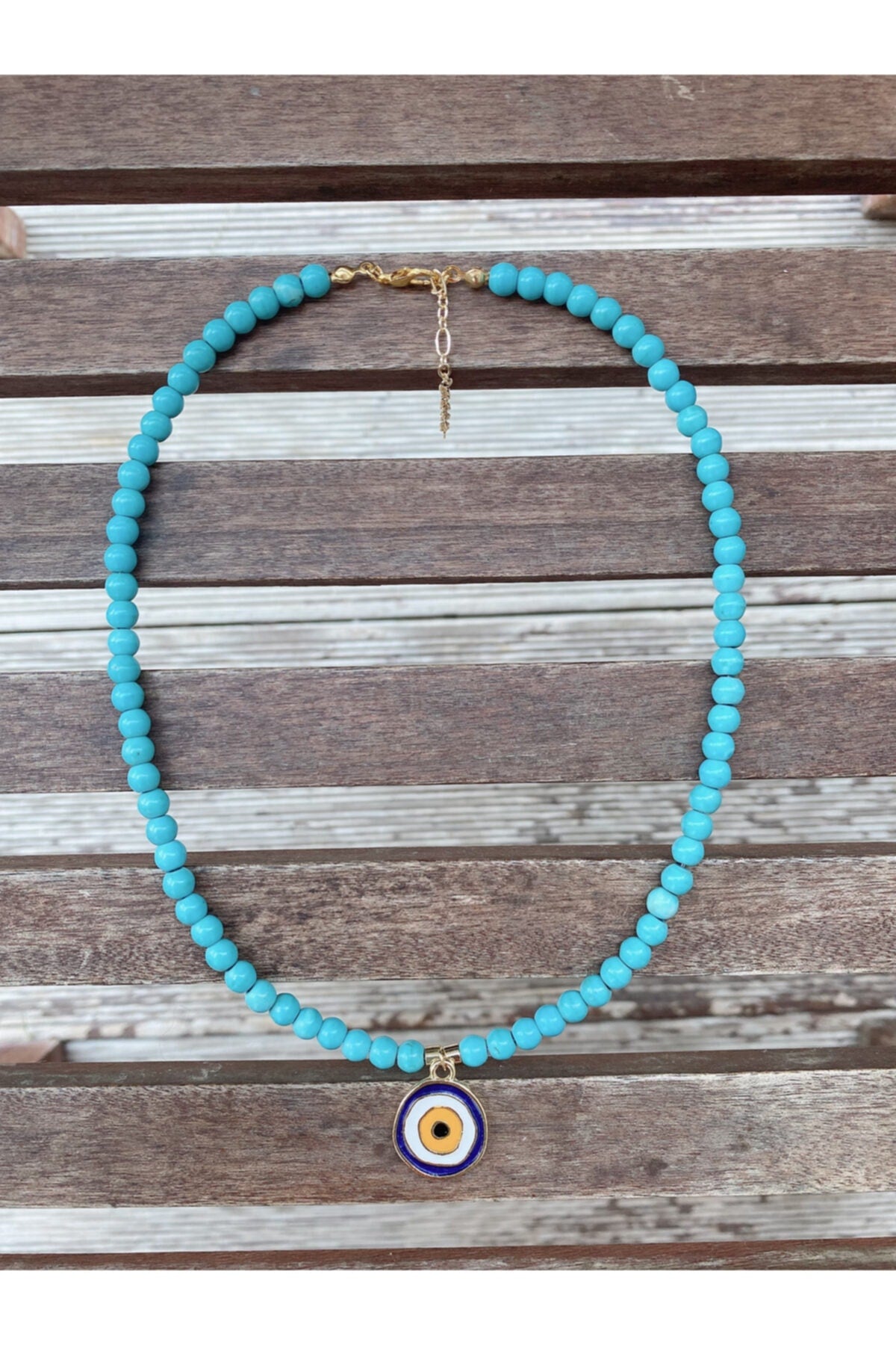 Κολιέ με φυσική πέτρα τυρκουάζ