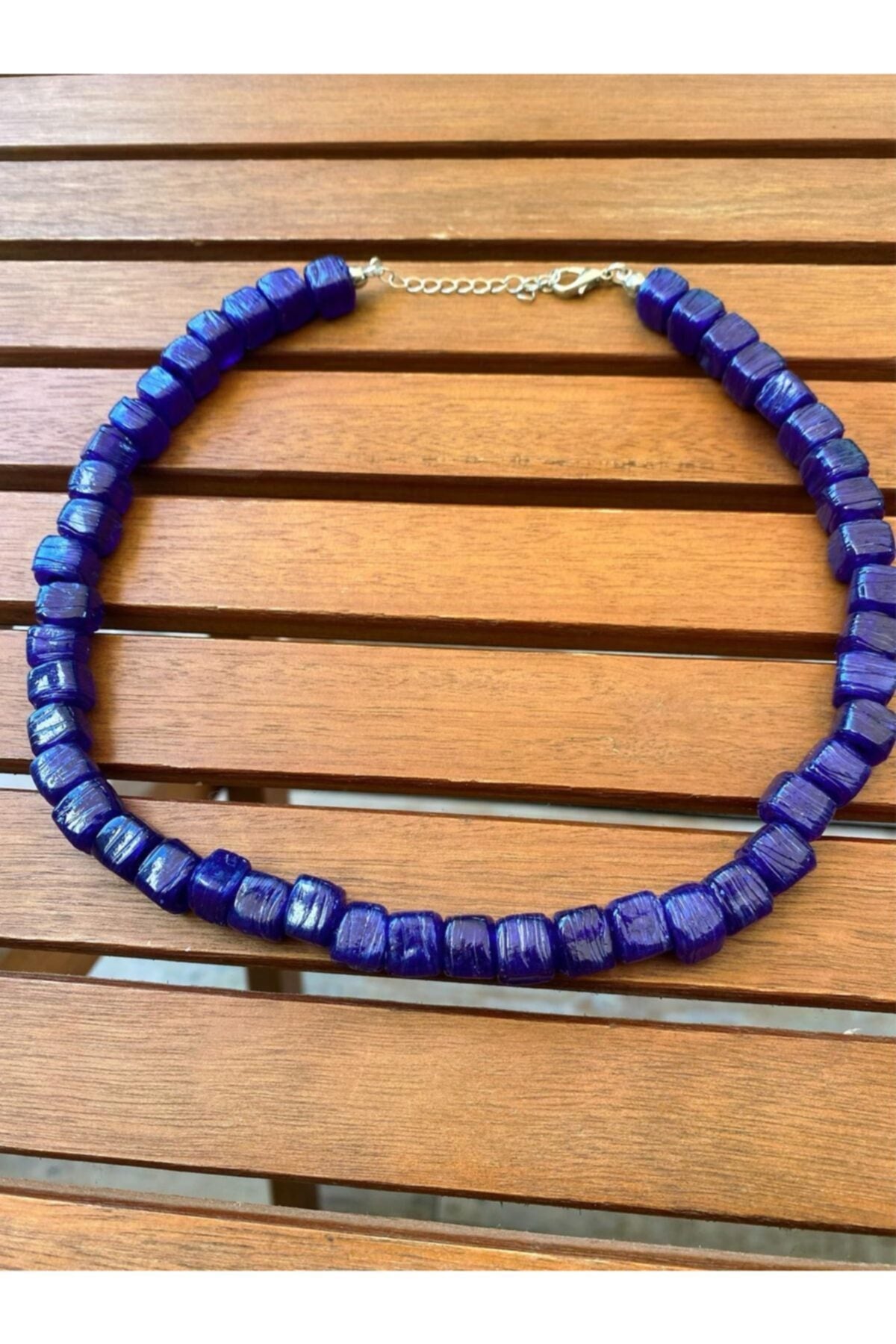 Κολιέ Μποντρούμ με μπλε σκούρο σχέδιο