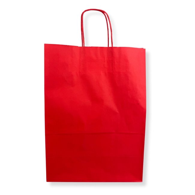 25x12x37 cm Red Paper Bag with Twist Handle