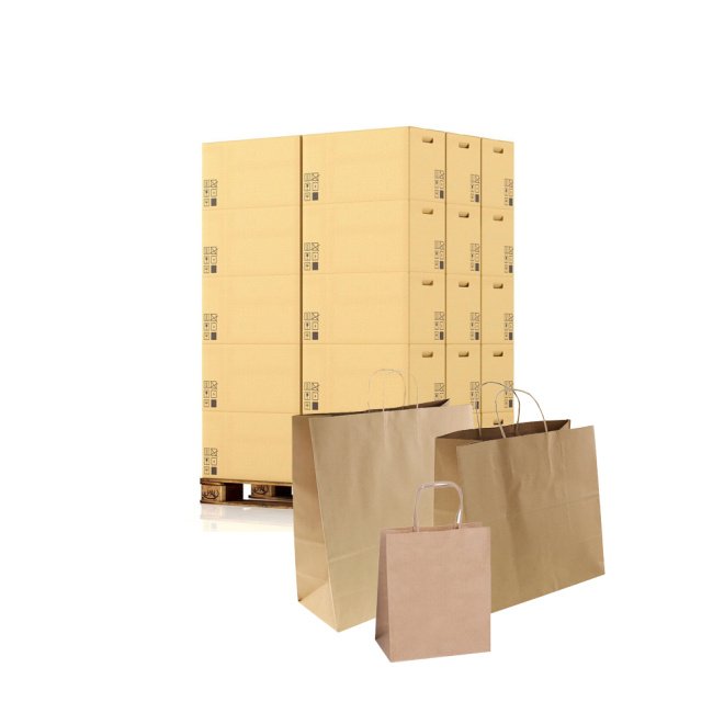 Χάρτινη σακούλα με περιστρεφόμενη λαβή 80-90 παλέτα GSM