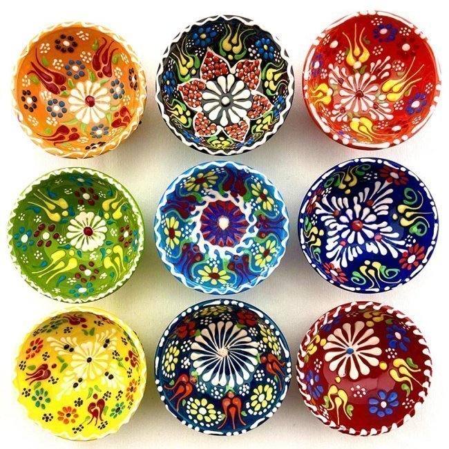 Kabartmalı Dekoratif Seramik Kase 8x8x4cm