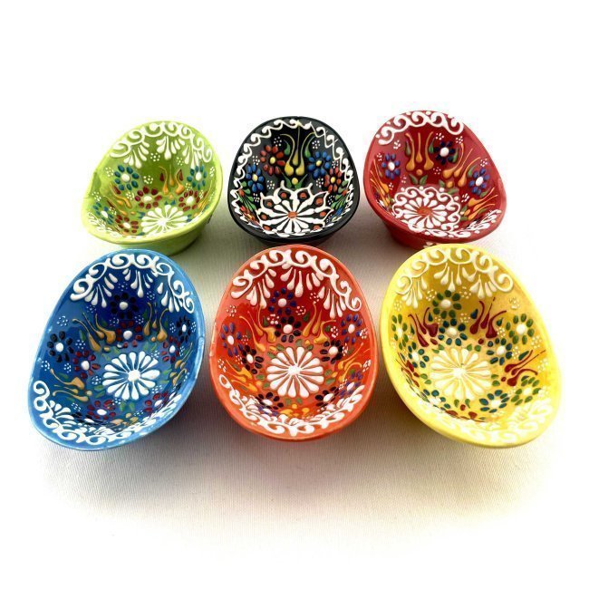 Kabartmalı Gondol Desenli Seramik Kase 12x9x3.5cm