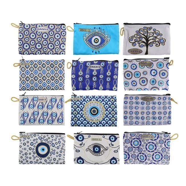 Embroidered Fabric Wallet Greece 15x10cm