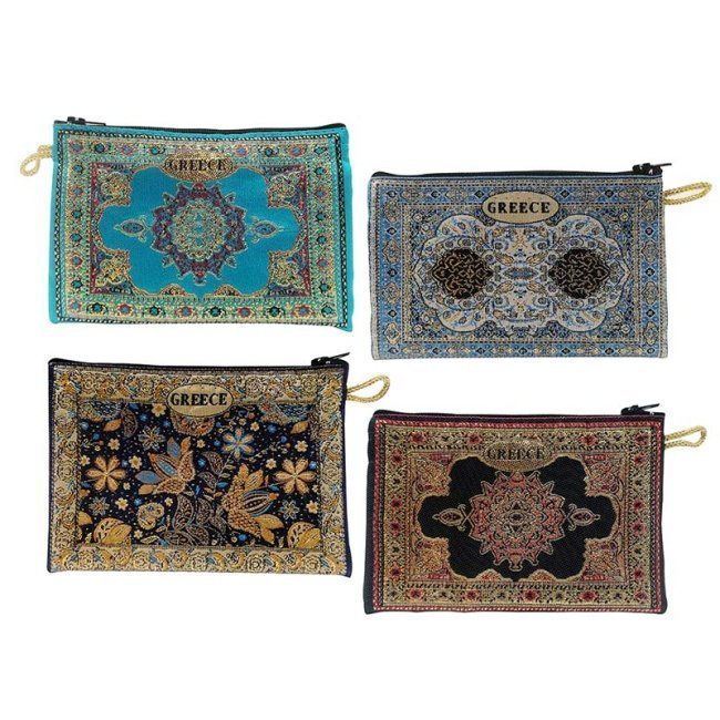 Greek embroidered souvenir wallet fabric, 15x10cm