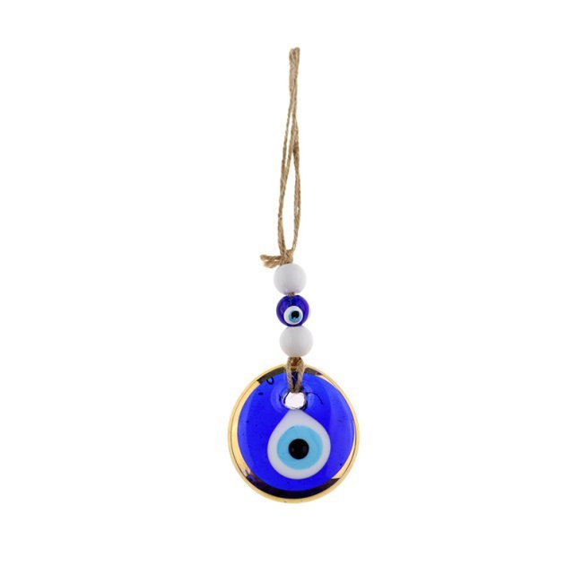 7 cm Blue-Gold Colored Glass Eye Shaped Wall Decor