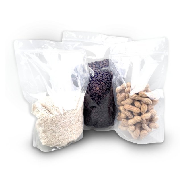 Transparent Doypack Packaging, Zipper Closure, 16x8x27cm, 500g, 100 Pieces