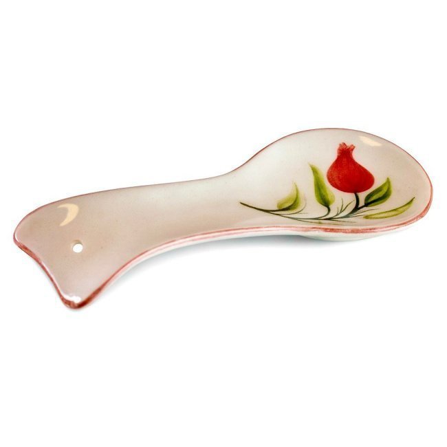 Ceramic Spoon Stand with Pomegranate Pattern, 8.5x24cm