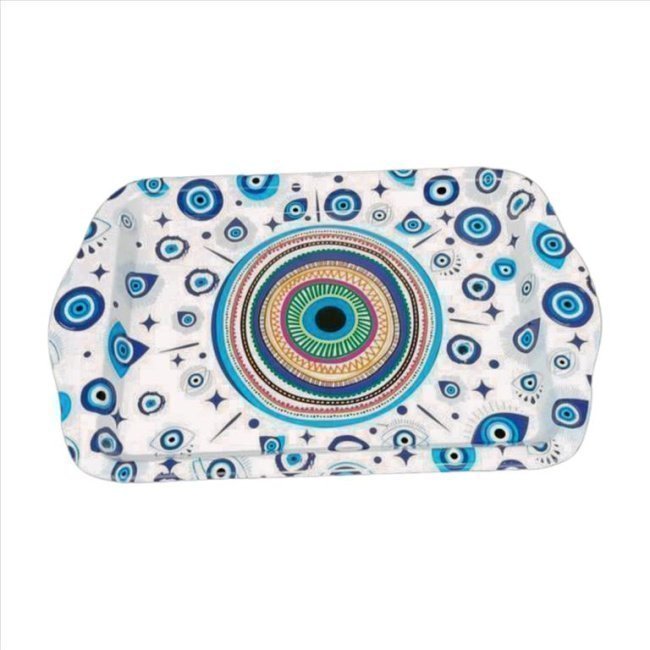 Antik Yunan Desenli Metal Tepsi 17x26cm