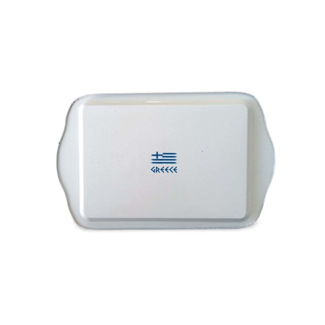 Antik Yunan Desenli Metal Tepsi 17x26cm