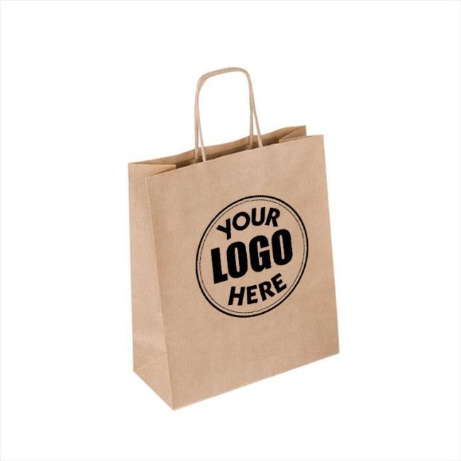 Kraft Paper Bag with Twist Handle and Logo