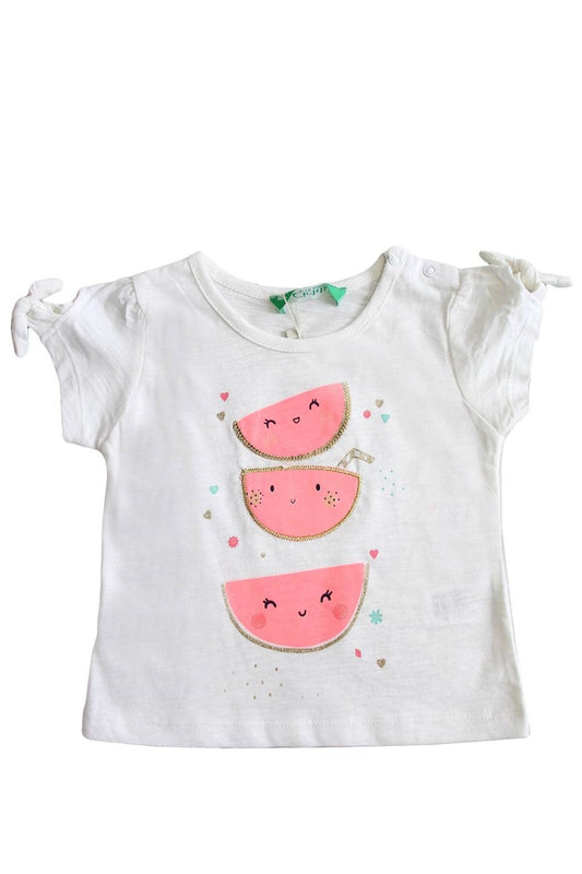 Cichlid Organik Pamuk Kız Bebek Sim Baskılı ve Payet Nakışlı T-Shirt