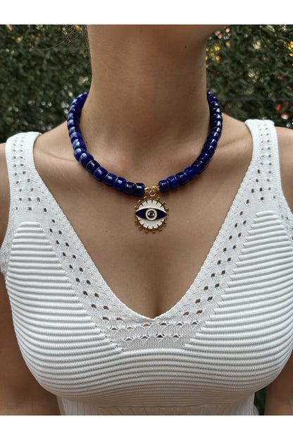 Nazar Charm Lacivert Bodrum Kolye