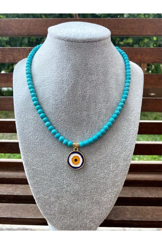 Κολιέ με φυσική πέτρα τυρκουάζ