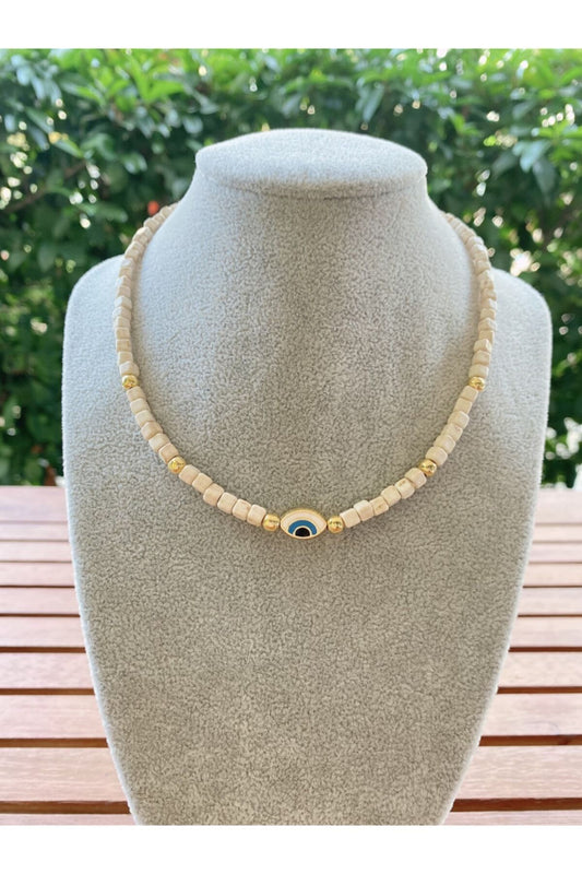 Κολιέ με μάτι και λευκό κοράλι