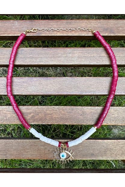 Evil Eye Charm Fimo Necklace