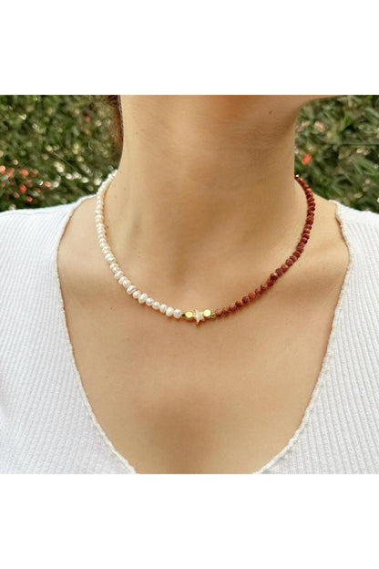 Pearl and Star Stone Necklace