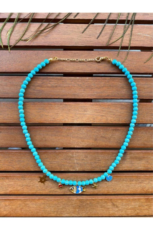 Doğal Taş Balık Charm Kolye