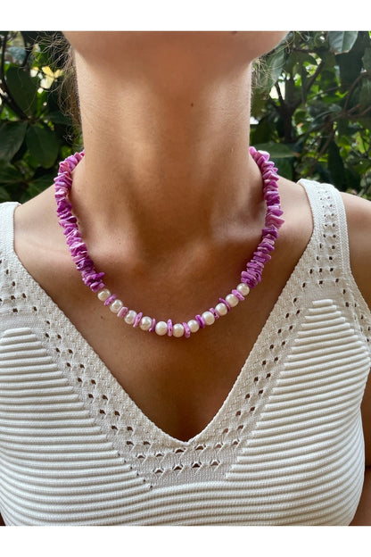 Pearl Necklace with Natural Stones