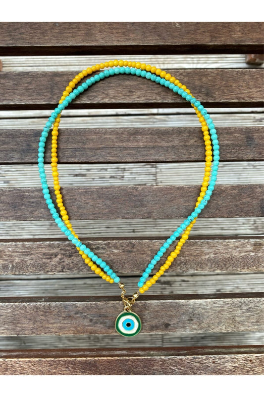 Κολιέ με χάντρες και γούρι "Evil Eye Charm"