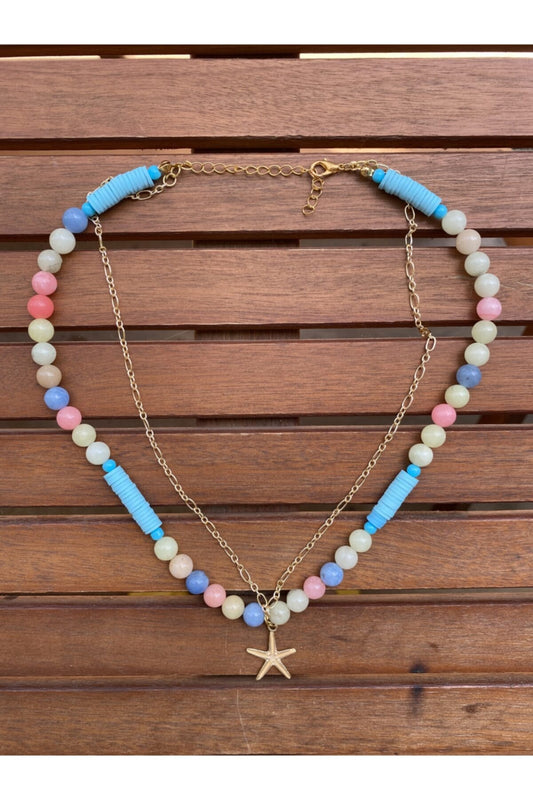 Κολιέ με πέτρα αχάτη και φίμο