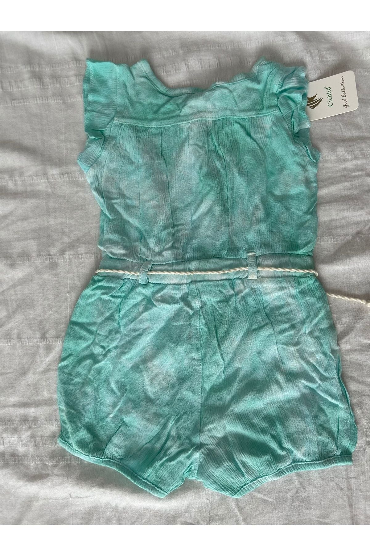Cichlid Kız Bebek Çıtçıtlı Batik Boyama Kemer Detaylı Romper Tulum