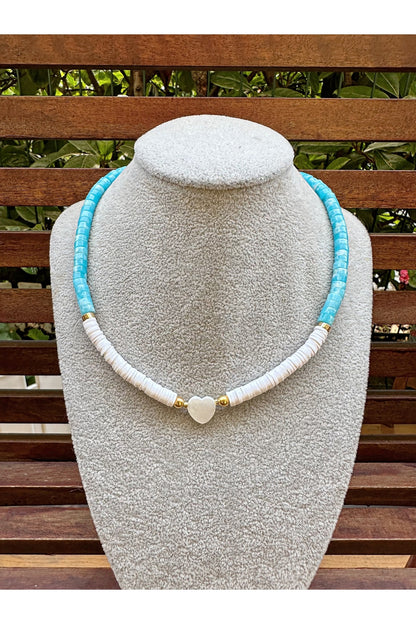 Agamatolite Fimo Mother-of-Pearl Heart Natural Stone Pendant