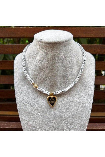 Hematit doğal taş kalp charm kolye