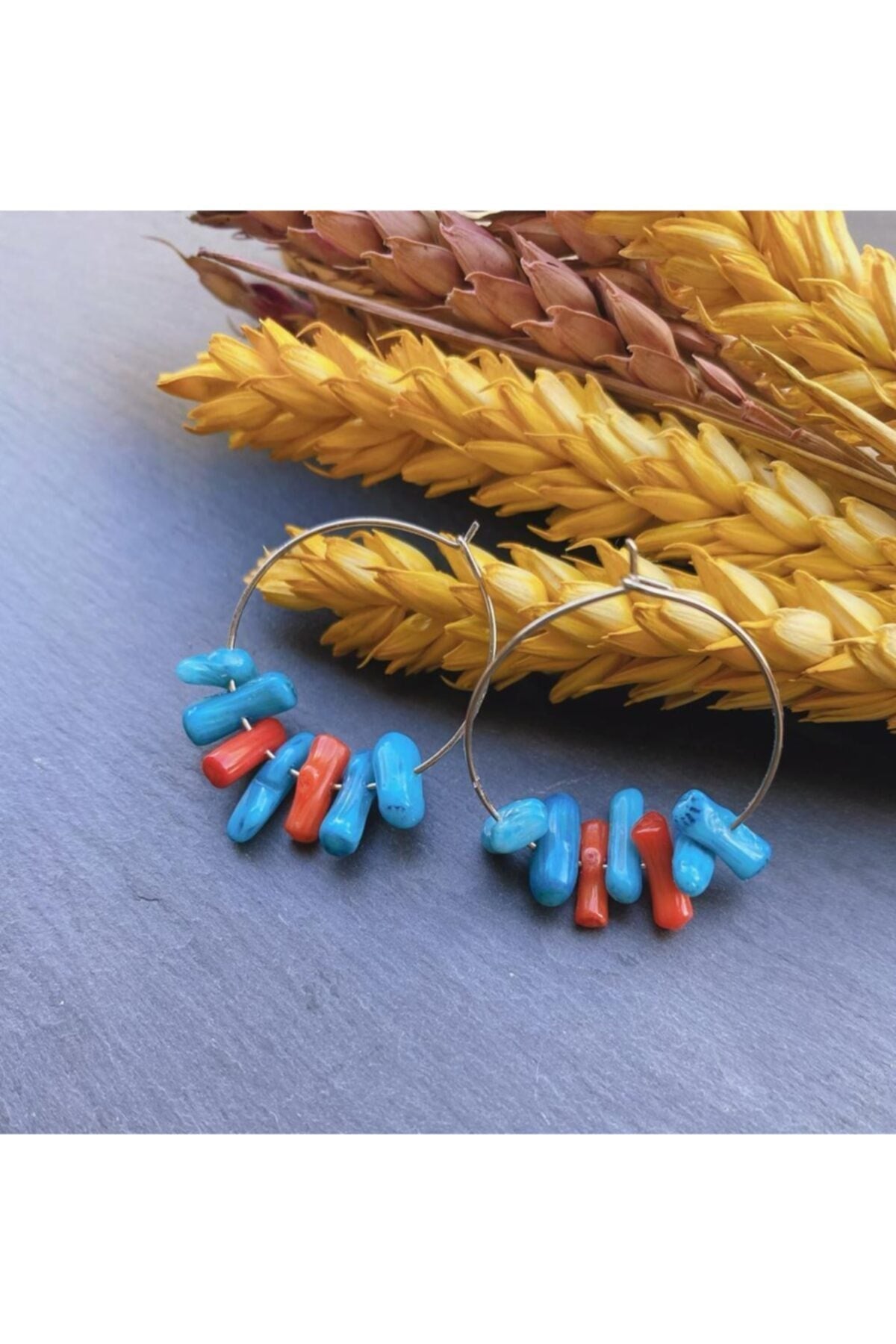 Natural Coral Stone Earrings