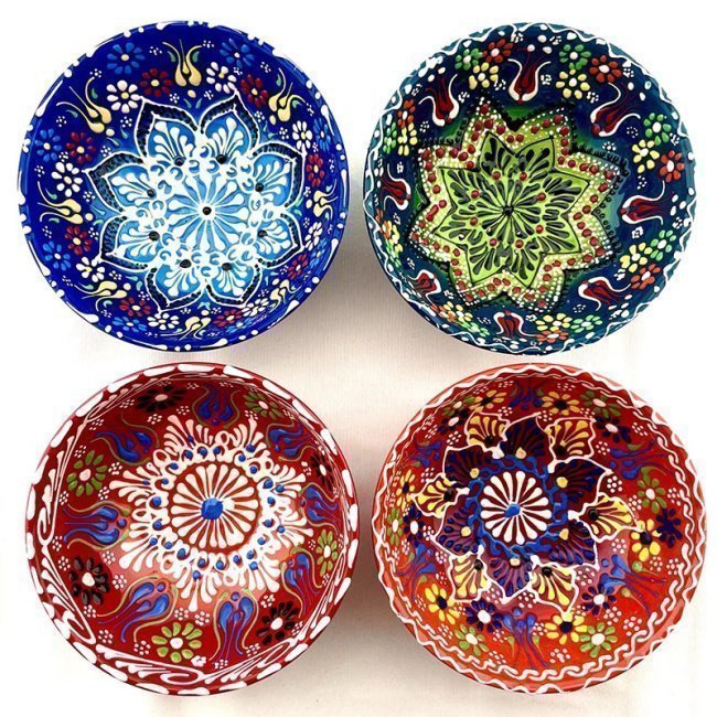 Decorative Ceramic Bowl, Embossed Eye Pattern, 15x15x6.5cm