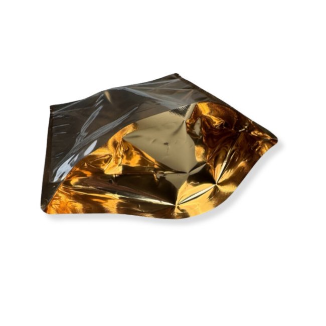 Doypack Food Bags, Metallic Gold, Zipper Closure, 20x10x30cm, 1000g, 100 Pieces