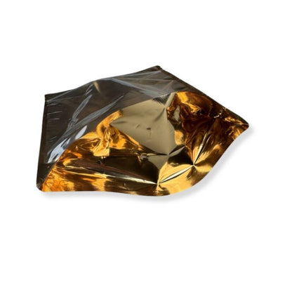 Doypack Food Bags, Metallic Gold, Zipper Closure, 20x10x30cm, 1000g, 100 Pieces