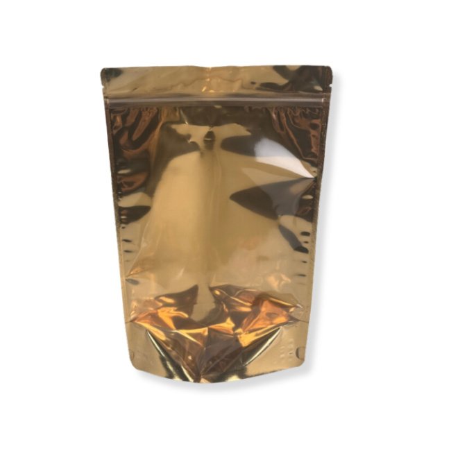 Doypack Food Bags, Metallic Gold, Zipper Closure, 20x10x30cm, 1000g, 100 Pieces