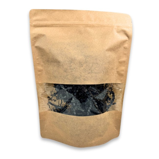 Kraft Doypack Bags with Window and Zipper, 20x30x10cm, 1000g, 100 pieces