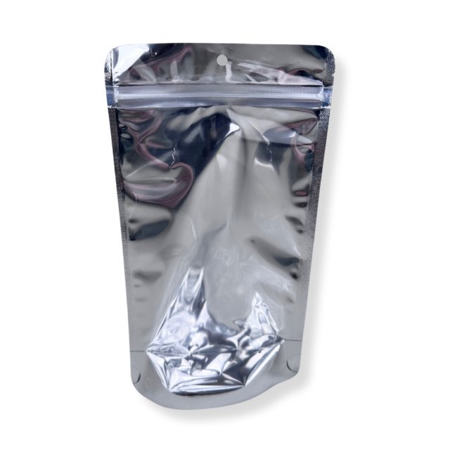 Doypack Food Bags 13x21x6cm Zippered Transparent Metallic 250g 100 Pieces