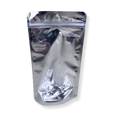 Doypack Food Bags 13x21x6cm Zippered Transparent Metallic 250g 100 Pieces