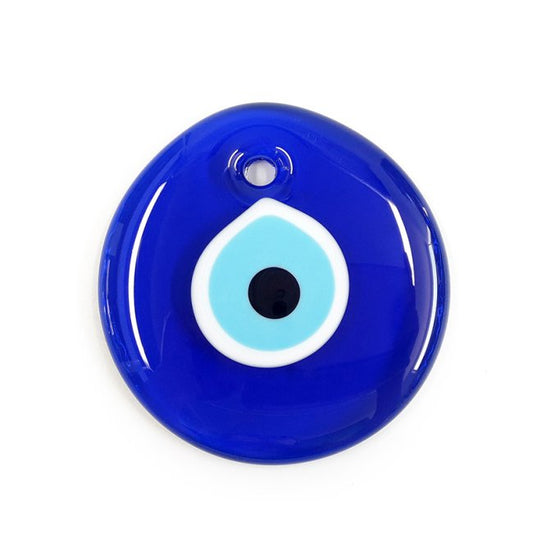 Glass Blue Eye No.3 Round Flat 8.5cm