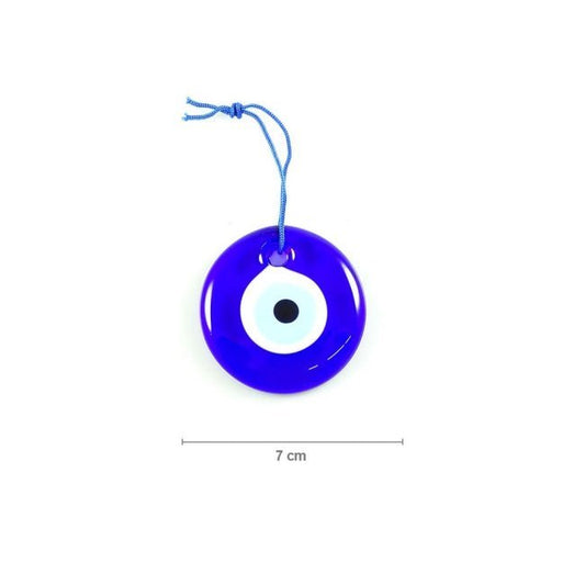 Mavi İpli Yuvarlak Mavi Cam Boncuk No.2, 7cm