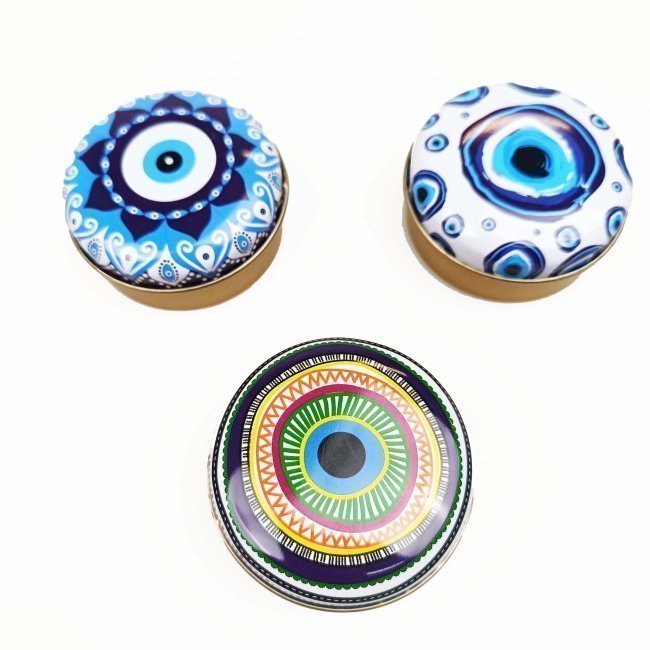 Yakamoz Metal Kutular, Zeytinyağlı Sabun, Mavi Göz, 10cm