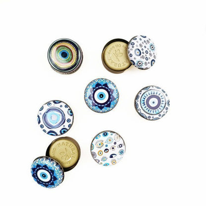 Yakamoz Metal Kutular, Zeytinyağlı Sabun, Mavi Göz, 10cm