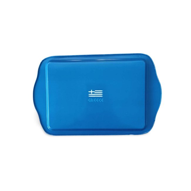 Antik Yunan Desenli Metal Tepsi 17x26cm