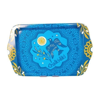 Antik Yunan Desenli Metal Tepsi 17x26cm