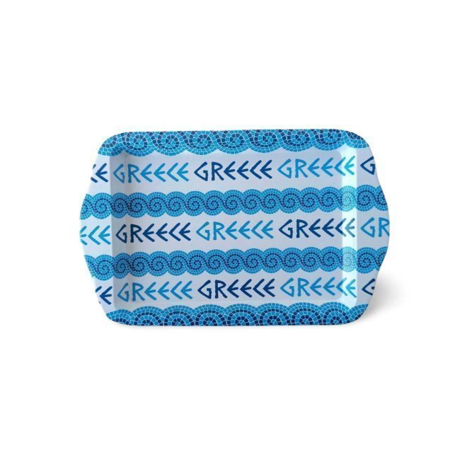 Antik Yunan Desenli Metal Tepsi 17x26cm