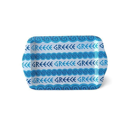 Antik Yunan Desenli Metal Tepsi 17x26cm