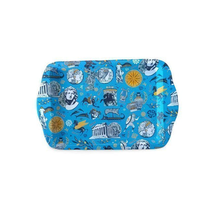 Antik Yunan Desenli Metal Tepsi 17x26cm